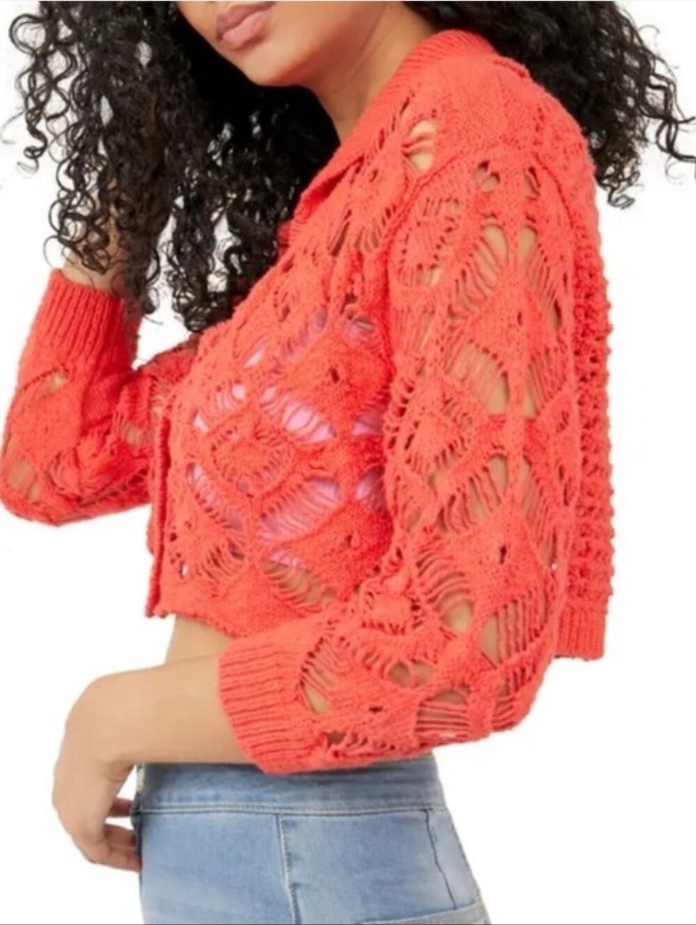 Free People Sedona Cardigan Guava Berry - Size Medium (Like New)